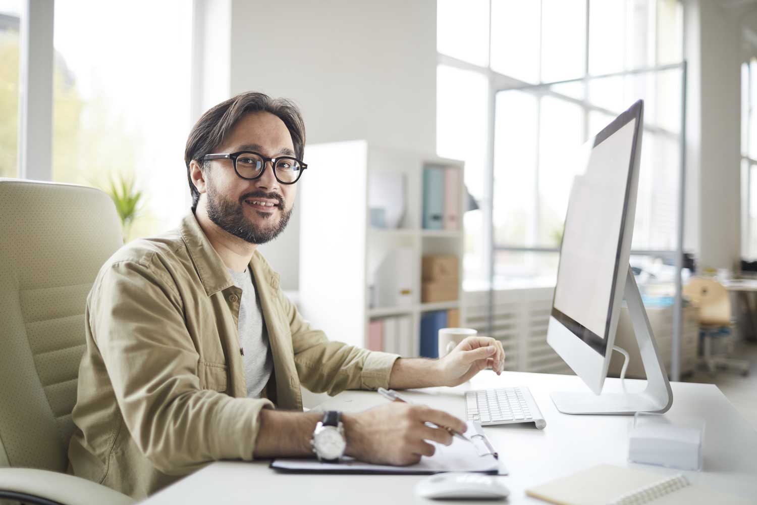 accountant looking at camera