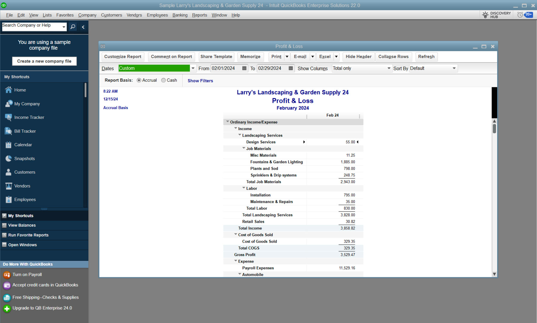 QuickBooks Desktop Dashboard